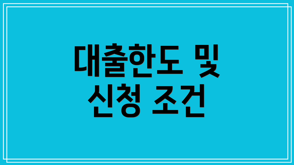 대출한도 및 신청 조건