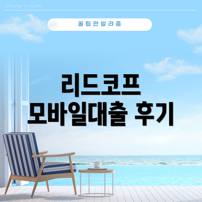 리드코프 모바일대출 후기