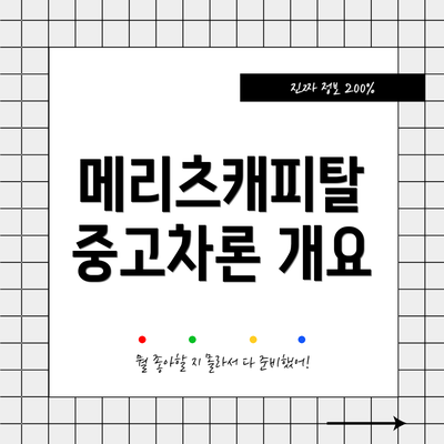 메리츠캐피탈 중고차론 개요