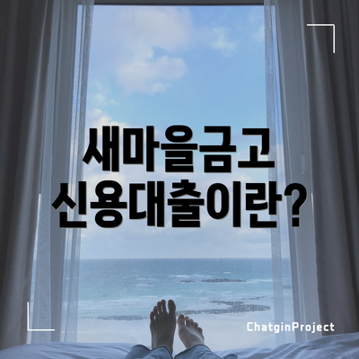 새마을금고 신용대출이란?