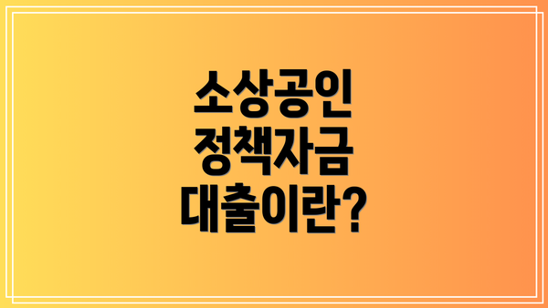 소상공인 정책자금 대출이란?
