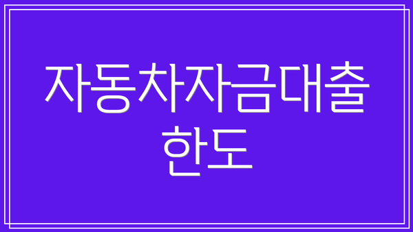 자동차자금대출 한도