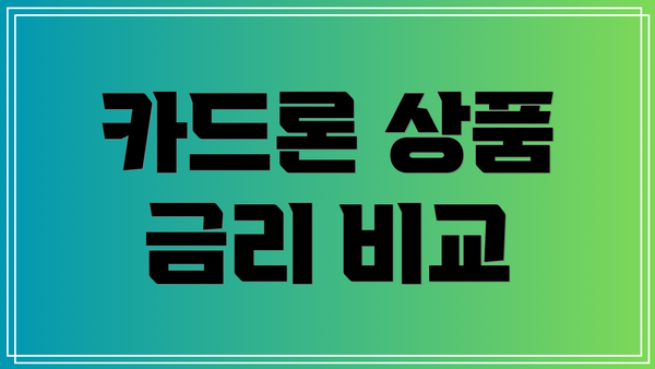 카드론 상품 금리 비교