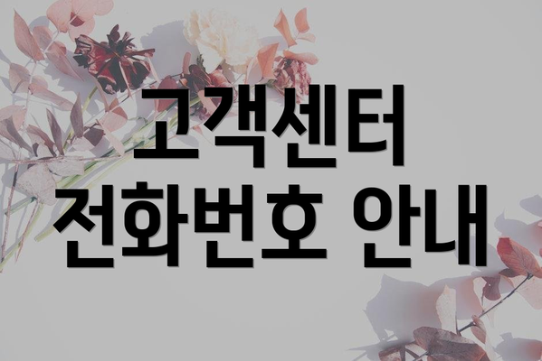 고객센터 전화번호 안내
