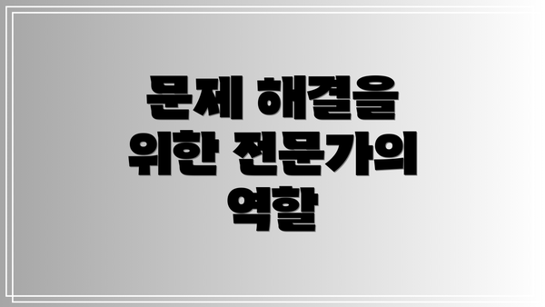 문제 해결을 위한 전문가의 역할