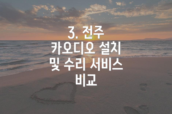 3. 전주 카오디오 설치 및 수리 서비스 비교