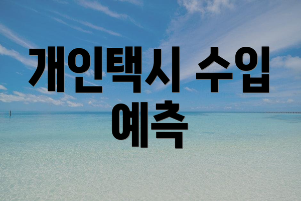 개인택시 수입 예측