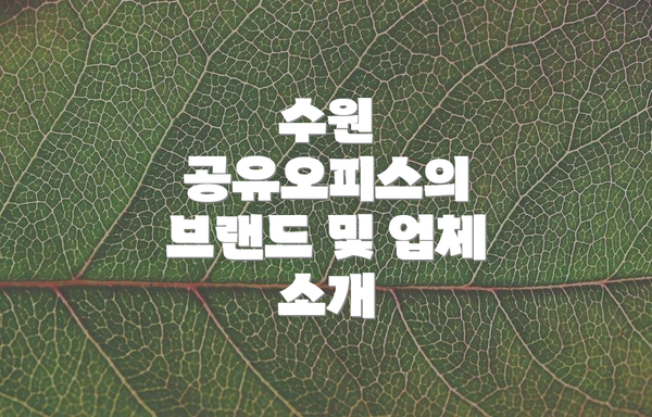 수원 공유오피스의 브랜드 및 업체 소개
