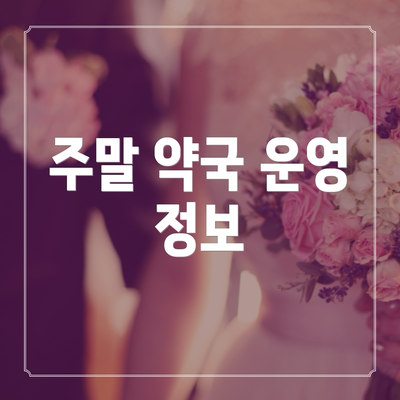 주말 약국 운영 정보