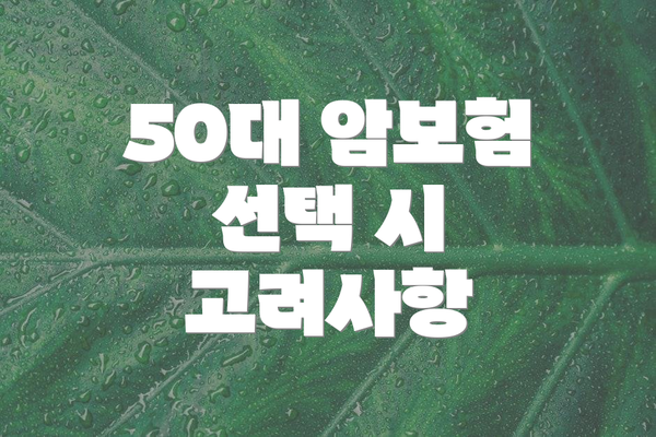 50대 암보험 선택 시 고려사항