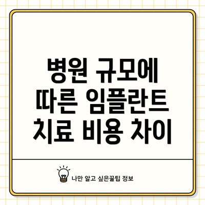 병원 규모에 따른 임플란트 치료 비용 차이